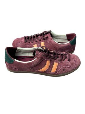 Coolway Men’s Burgundy Suede Low-Top Lace-Up Sneakers Gum Rubber Sole US 8